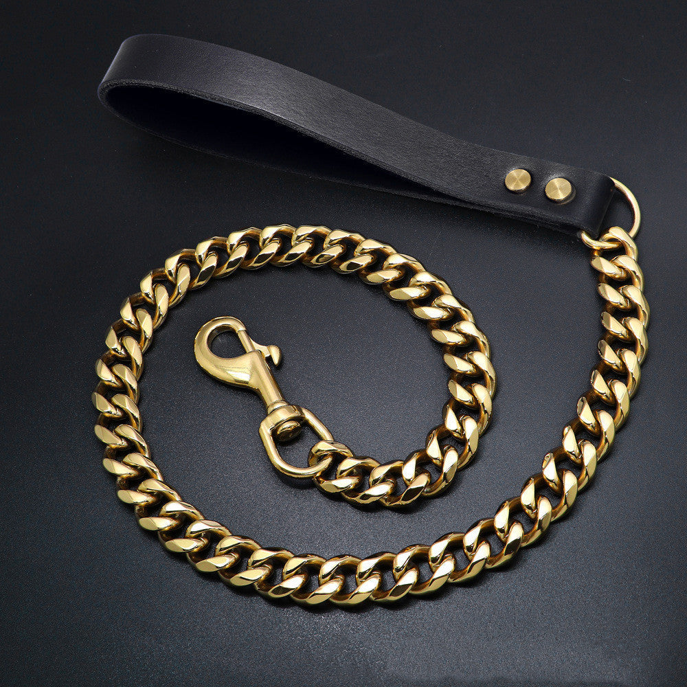 Elevate Your Dog's Style with the 19mm Stainless Steel Golden Pet Dog Leash