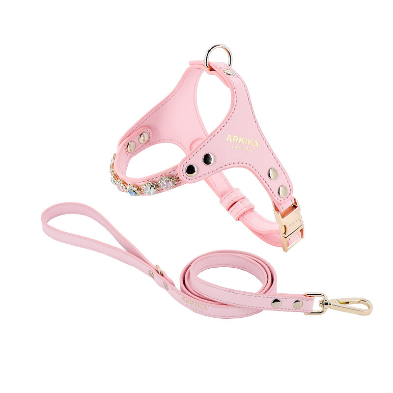 Dog Harness And Leash Rhinestone
