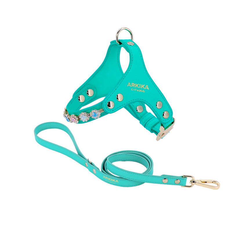 Dog Harness And Leash Rhinestone